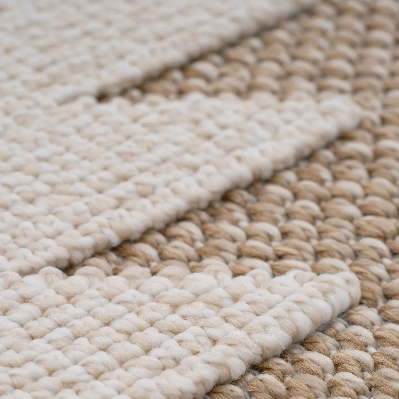 Beige Geometric Loop Pile Rug