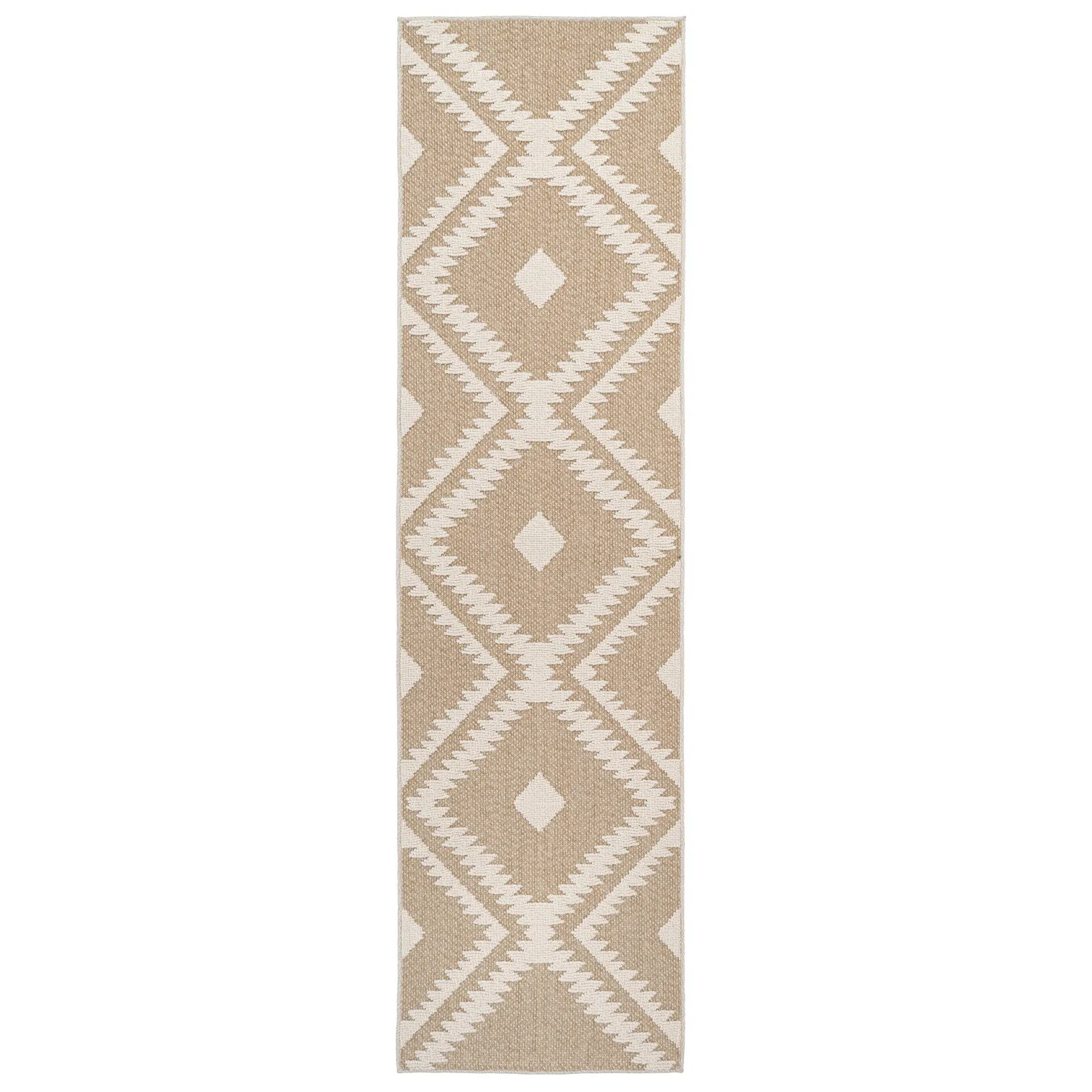Beige Geometric Loop Pile Rug