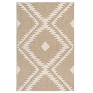 Beige Geometric Loop Pile Rug