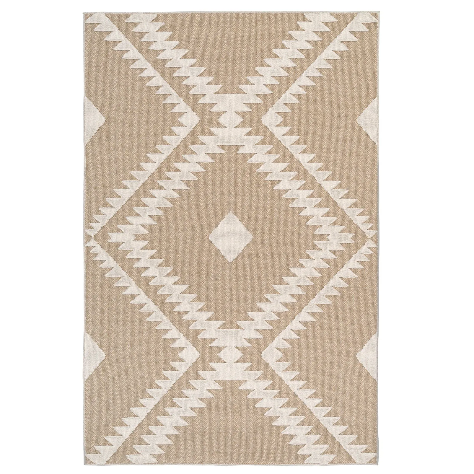 Beige Geometric Loop Pile Rug