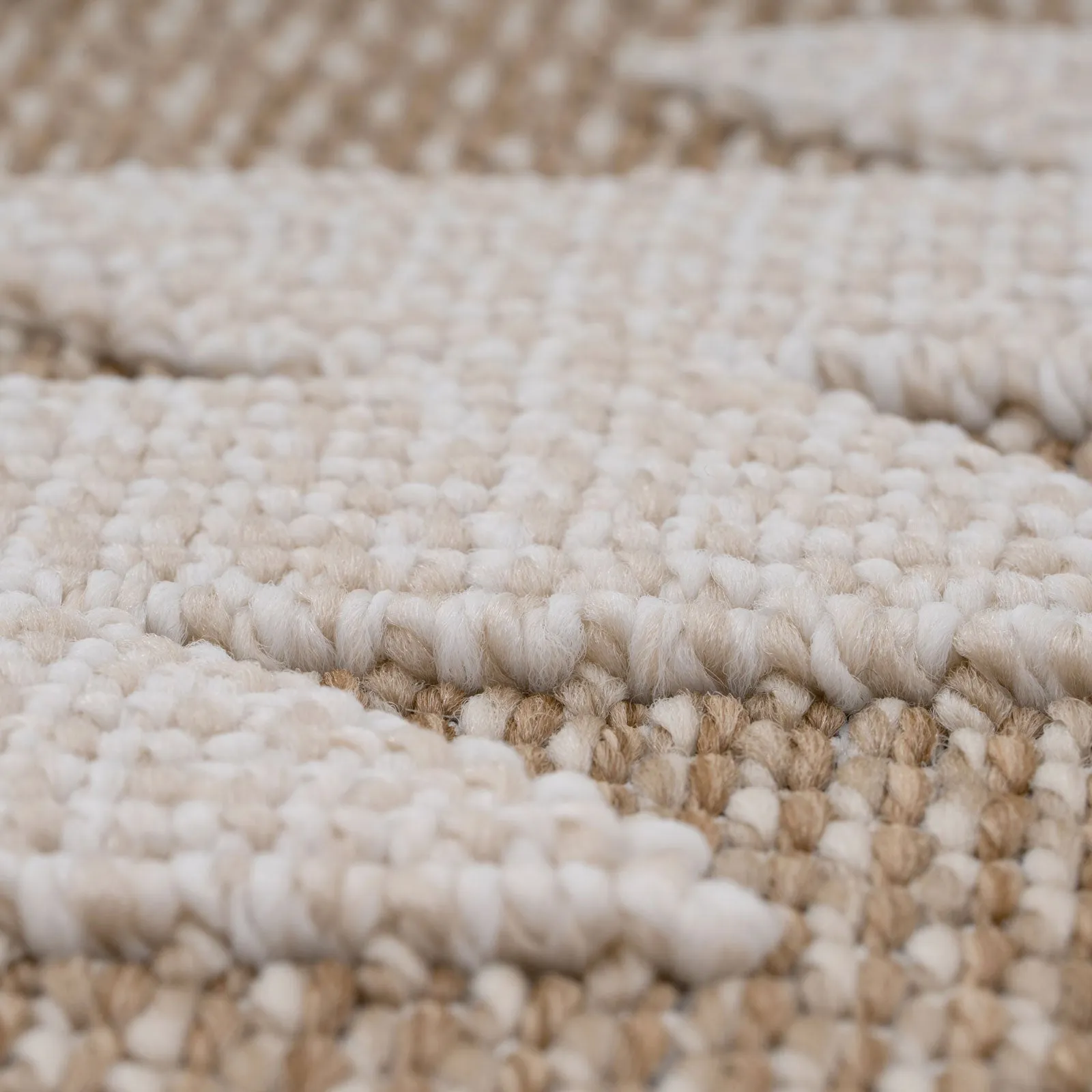 Beige Geometric Loop Pile Rug