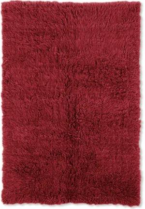 Benzara 10 X 7 Feet Shag Style Latex Free Hand Woven Wool Rug, Red