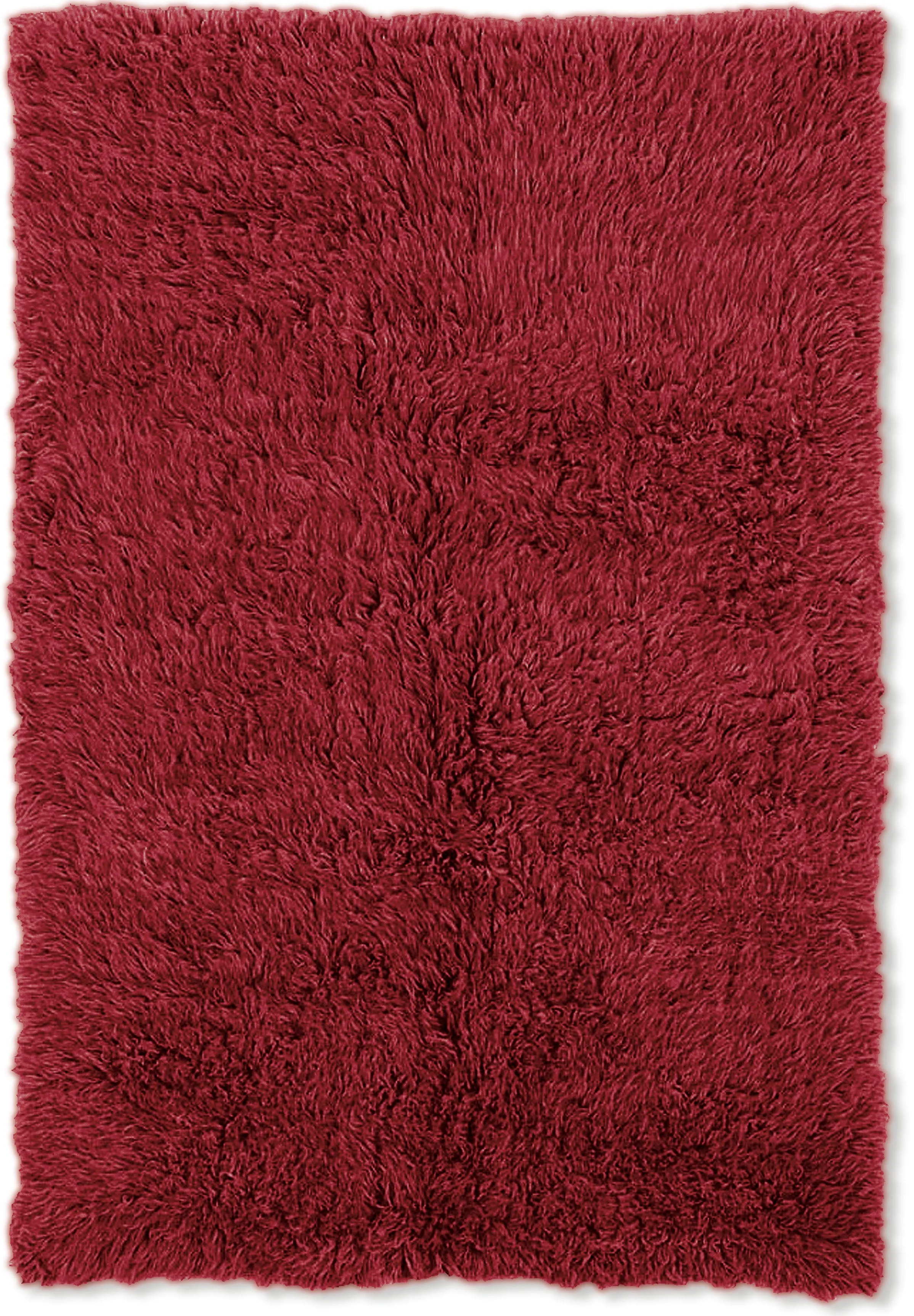 Benzara 10 X 7 Feet Shag Style Latex Free Hand Woven Wool Rug, Red