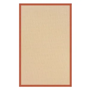 Benzara 2.83 x 1.83 Machine Tufted Wool Rug with Action Backing, Brown and Orange