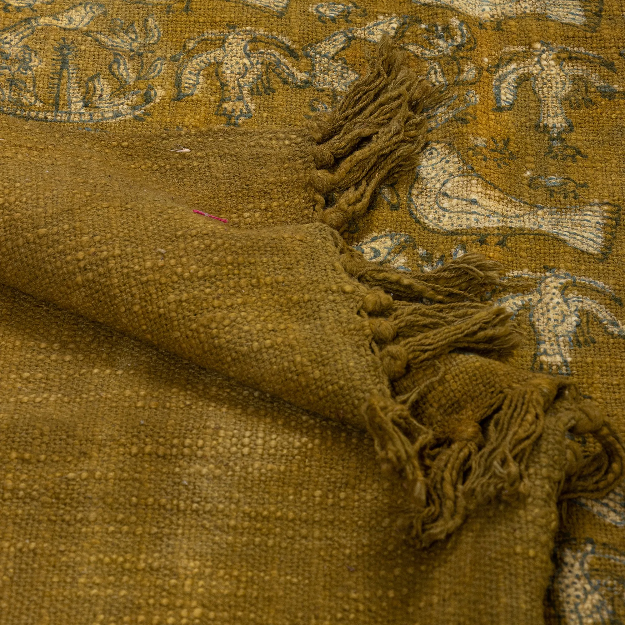 Bird Cotton Block Print Throw For Couch Decor
