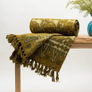 Bird Cotton Block Print Throw For Couch Decor