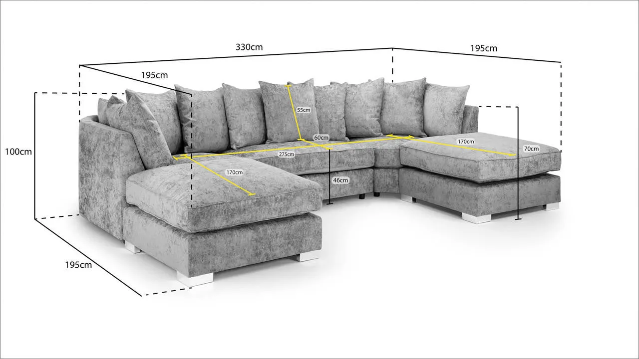 Bishop Scatterback Sofa - Truffle U Shape Corner - 332 x 200 x 200 CM