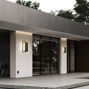 Black Textured LED Wall Mounted Light - Simple Metallic Wall Sconce Lighting for Patio