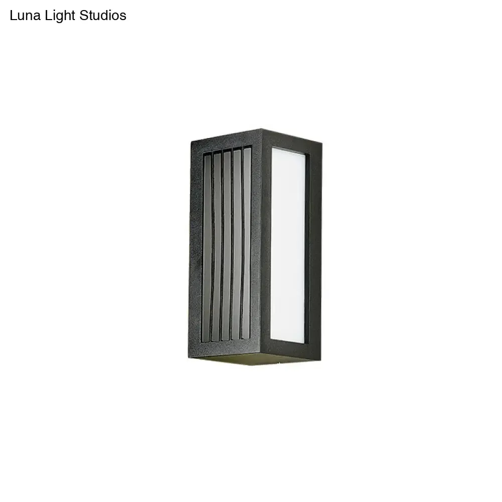 Black Textured LED Wall Mounted Light - Simple Metallic Wall Sconce Lighting for Patio