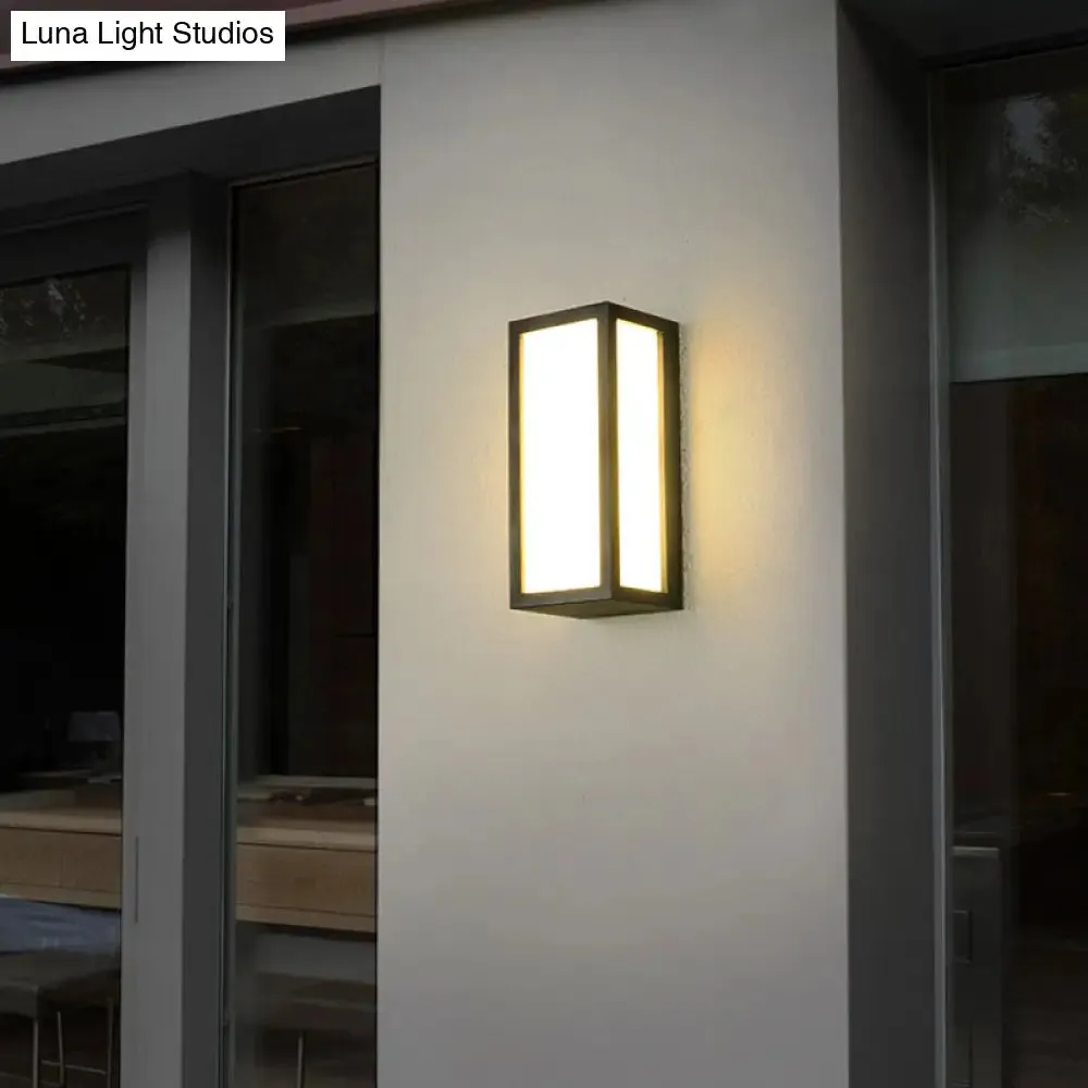 Black Textured LED Wall Mounted Light - Simple Metallic Wall Sconce Lighting for Patio