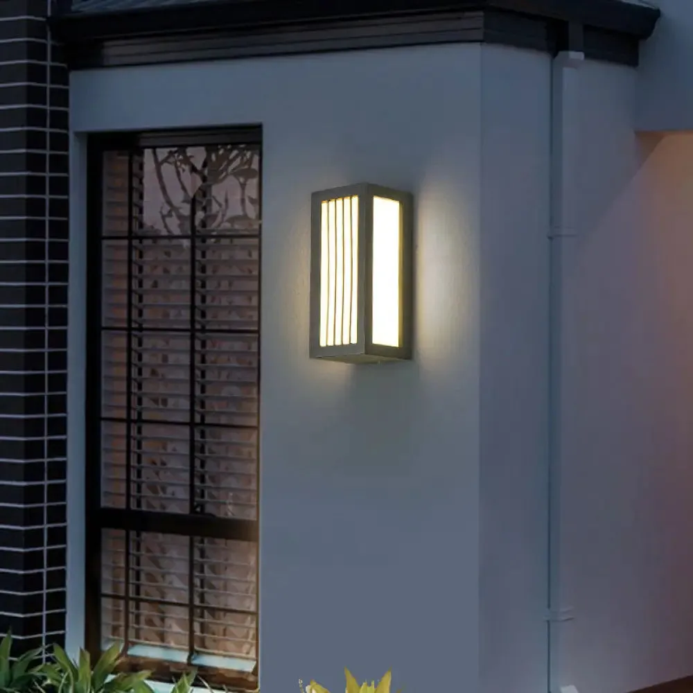 Black Textured LED Wall Mounted Light - Simple Metallic Wall Sconce Lighting for Patio