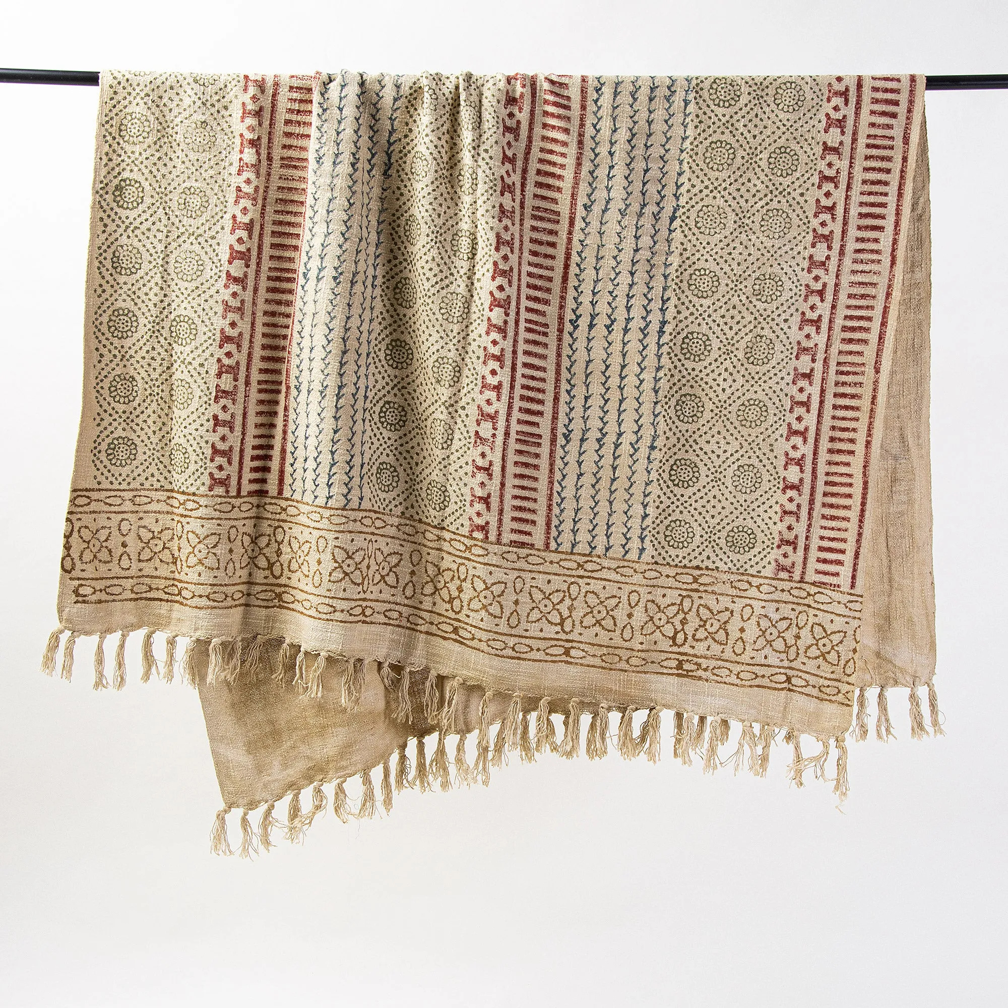 Block Printed Cotton Throw Blankets For Home Decor