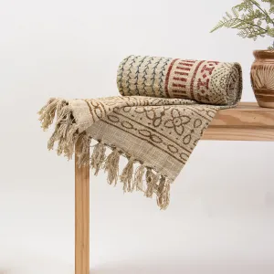 Block Printed Cotton Throw Blankets For Home Decor