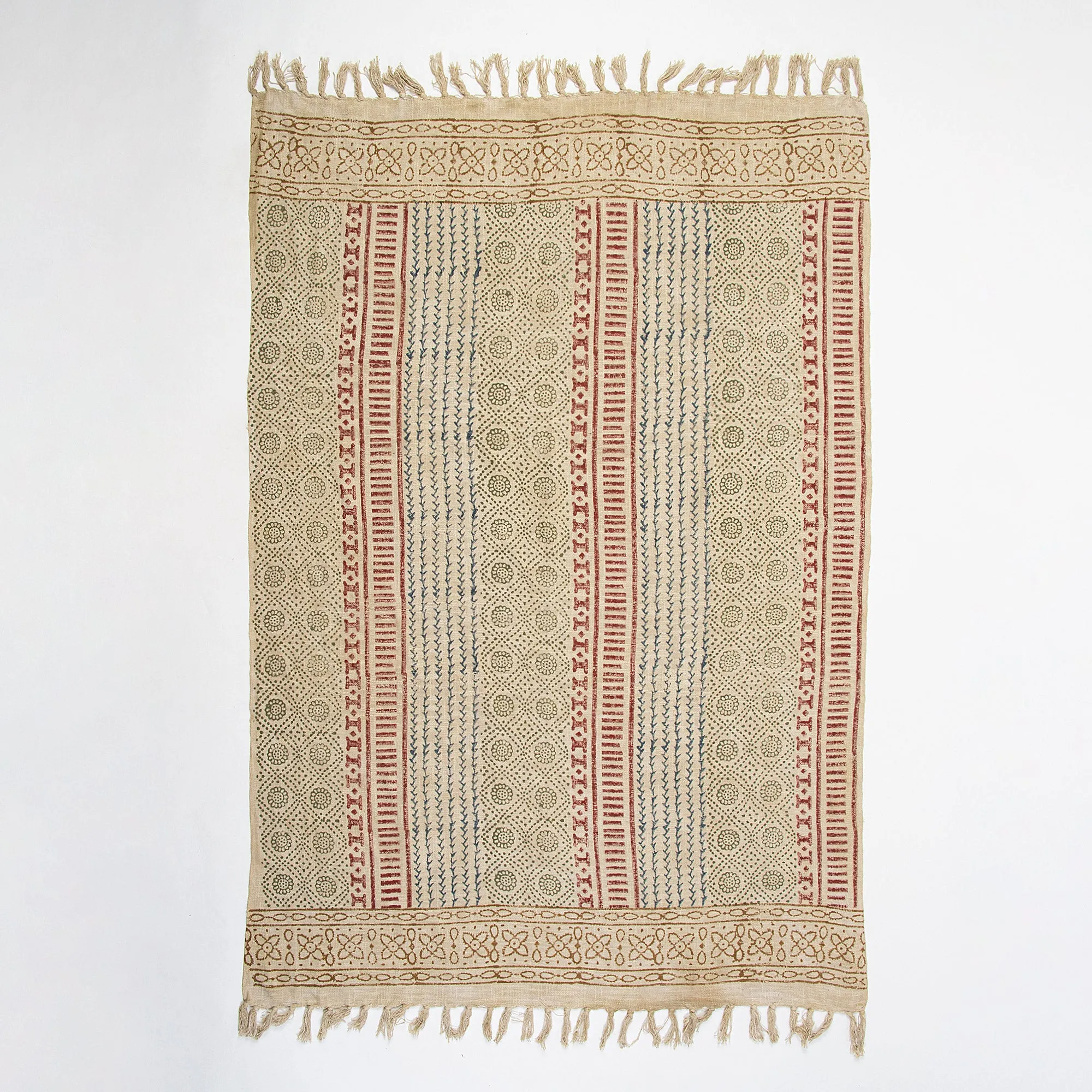 Block Printed Cotton Throw Blankets For Home Decor