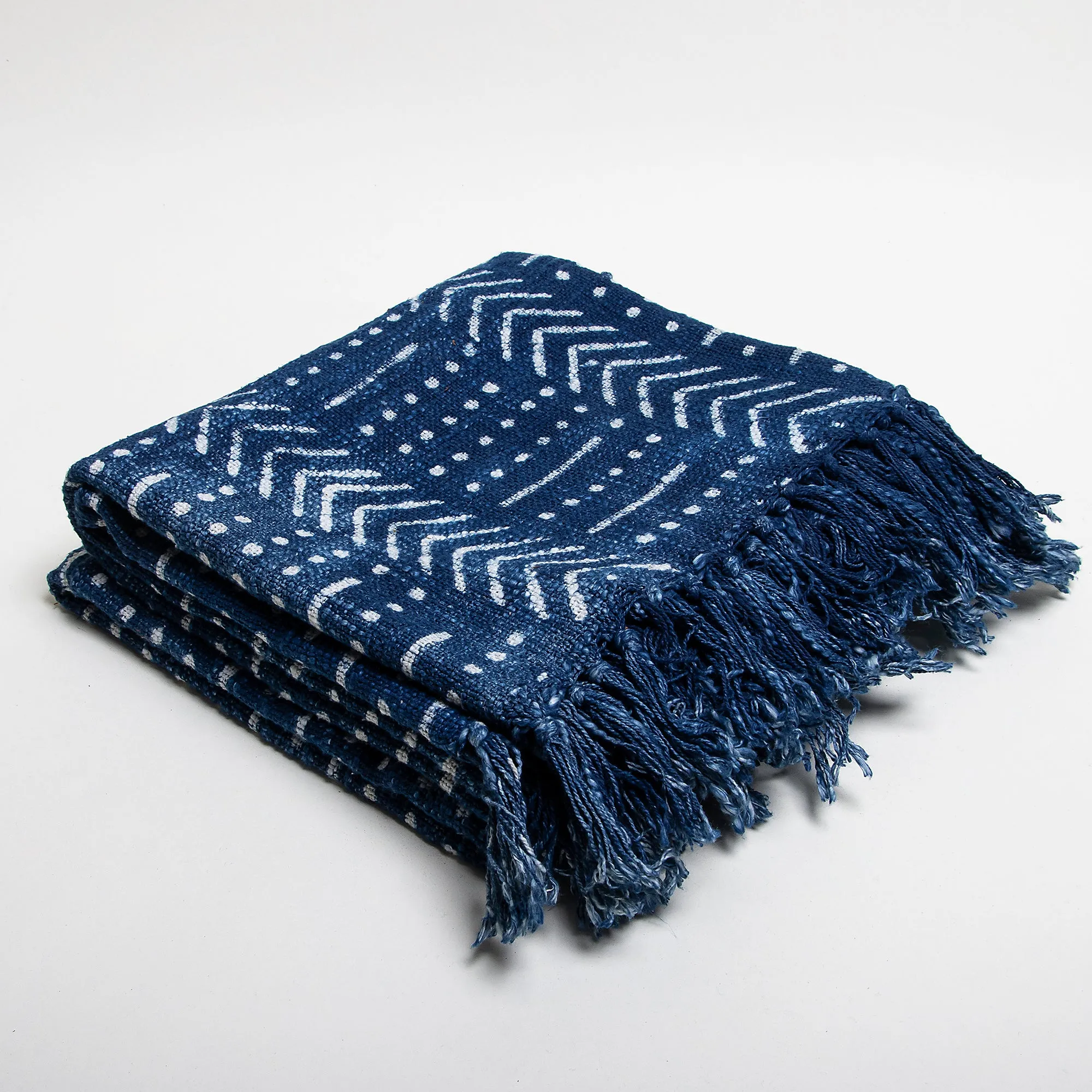 Blue Block Print Soft Cotton Throws for Sofas