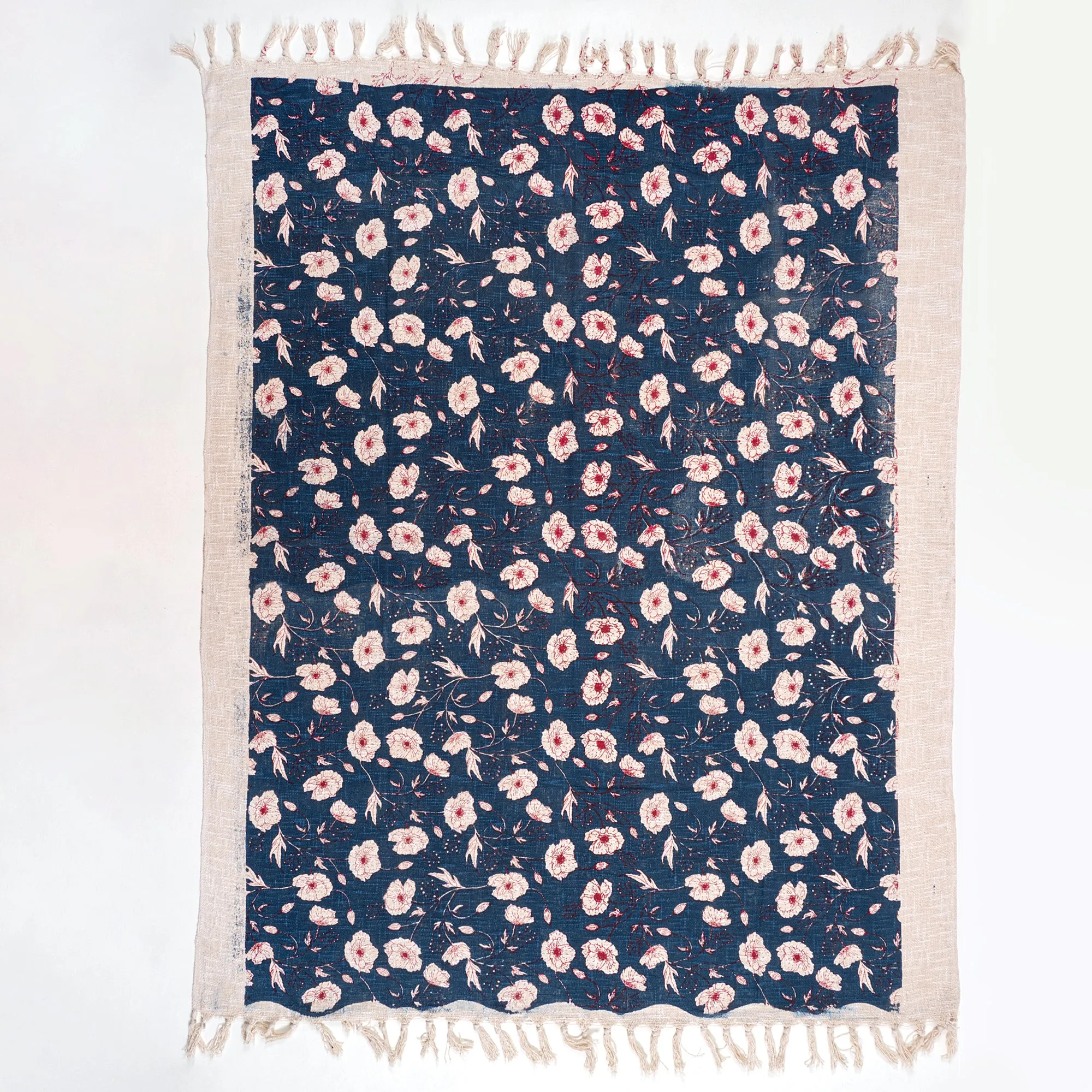 Blue Floral Print Stylish Sofa throw For Home Decor