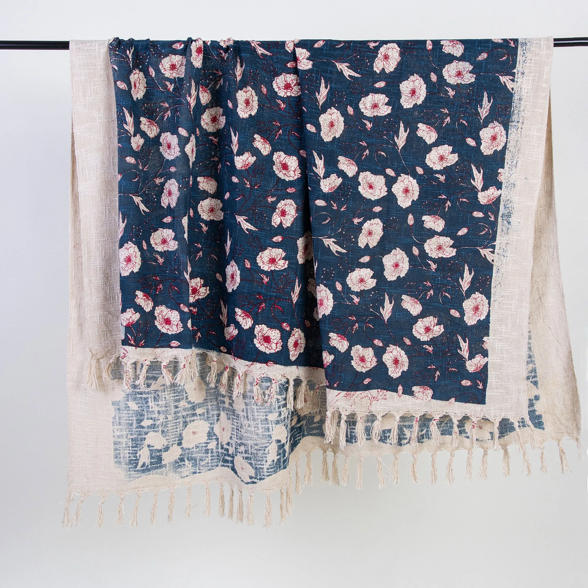 Blue Floral Print Stylish Sofa throw For Home Decor
