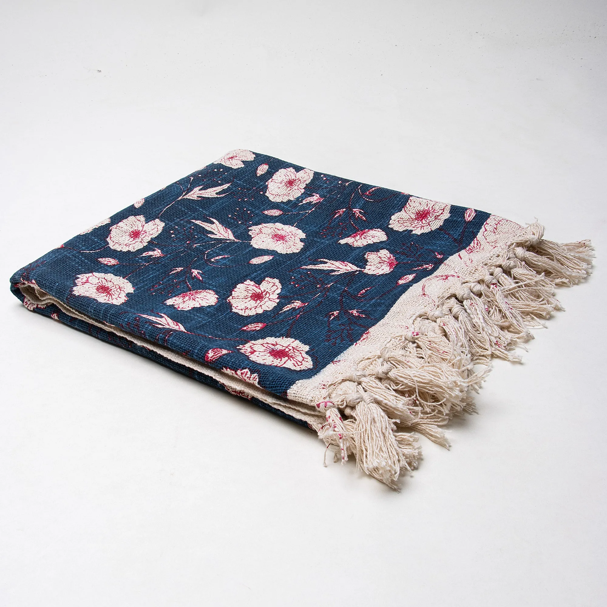 Blue Floral Print Stylish Sofa throw For Home Decor