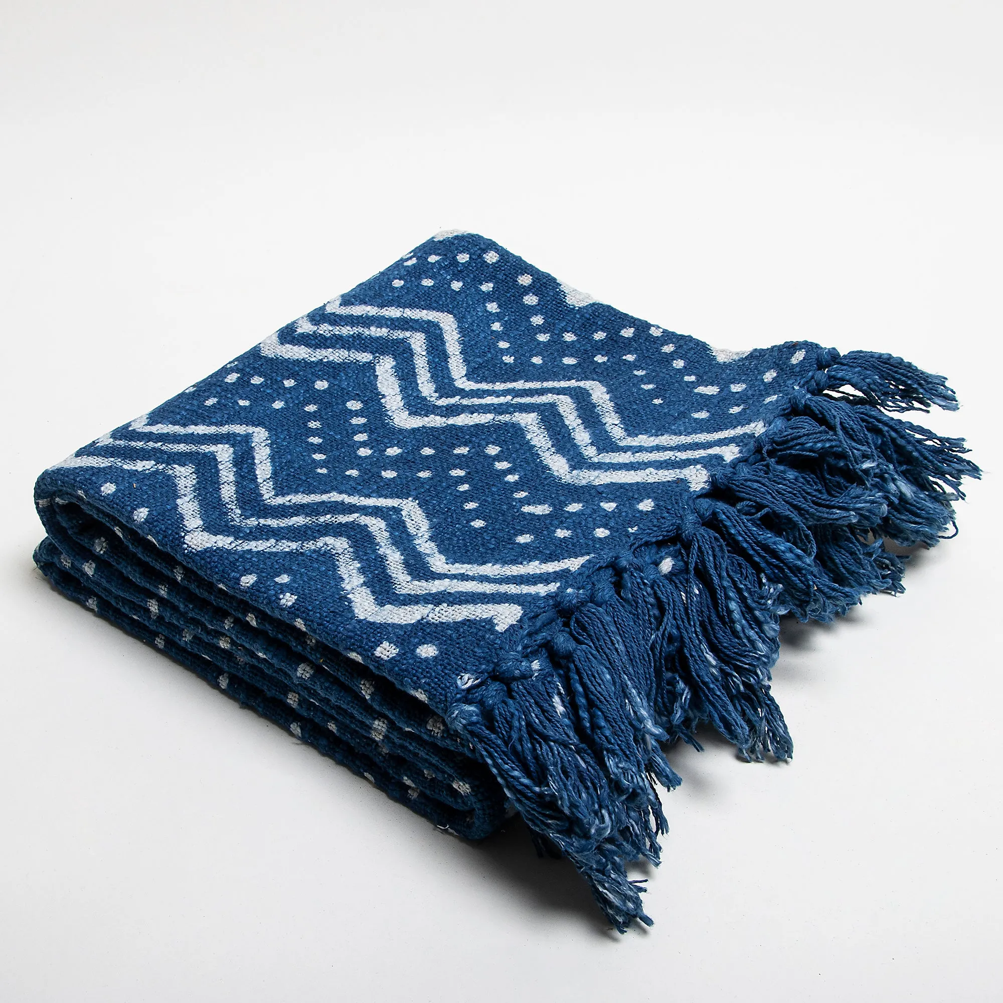 Blue Hand Block Print Cotton Sofa Throws for Couch Decor