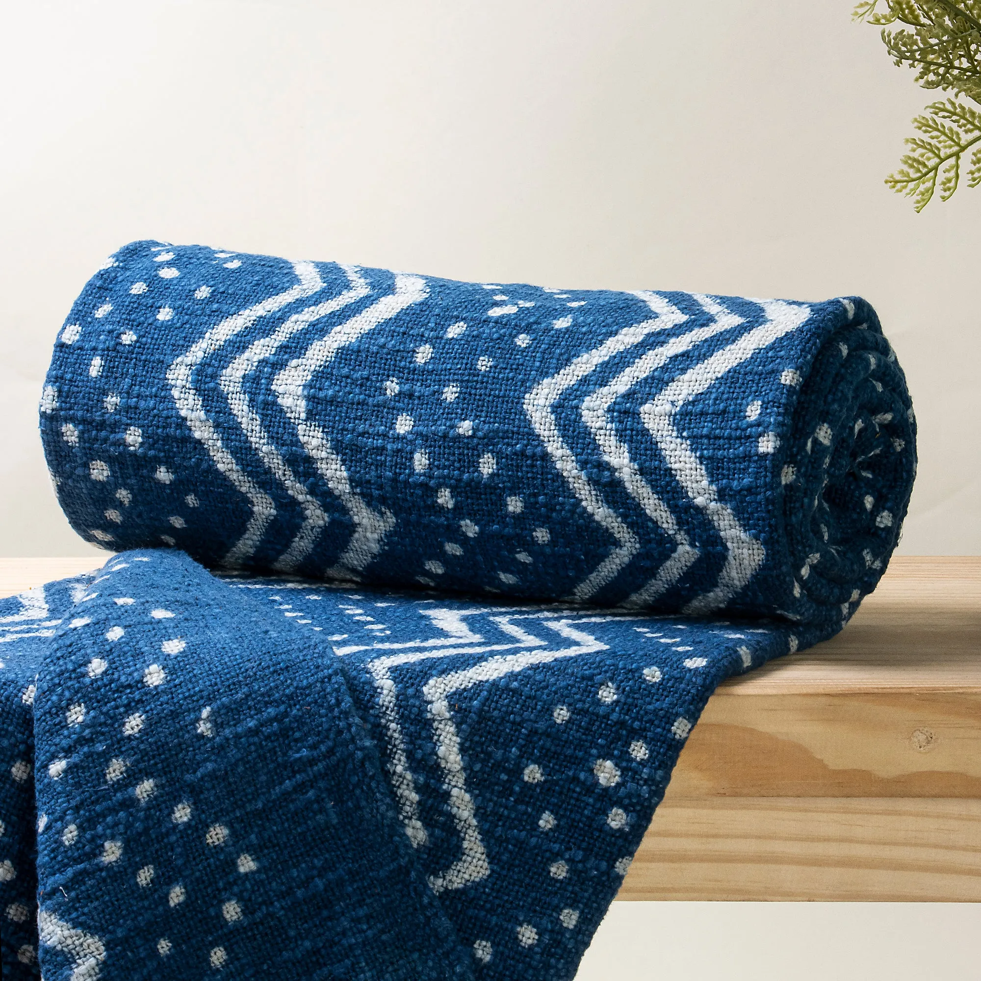 Blue Hand Block Print Cotton Sofa Throws for Couch Decor