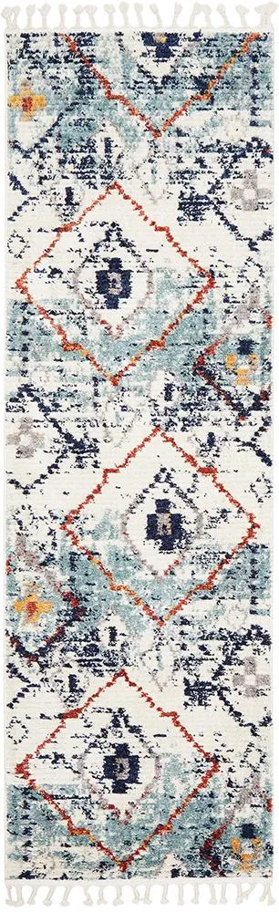 Blue Plush Moroccan Rug Runner Rug