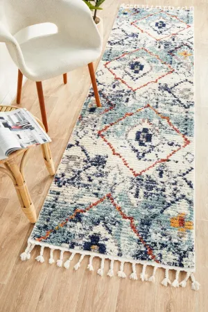 Blue Plush Moroccan Rug Runner Rug