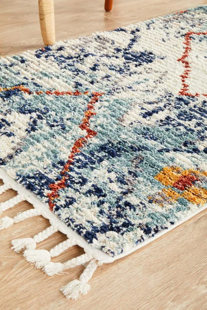 Blue Plush Moroccan Rug Runner Rug