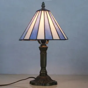 Blue Tiffany Style Glass Desk Lamp - Simple and Elegant Bedroom Lighting Solution