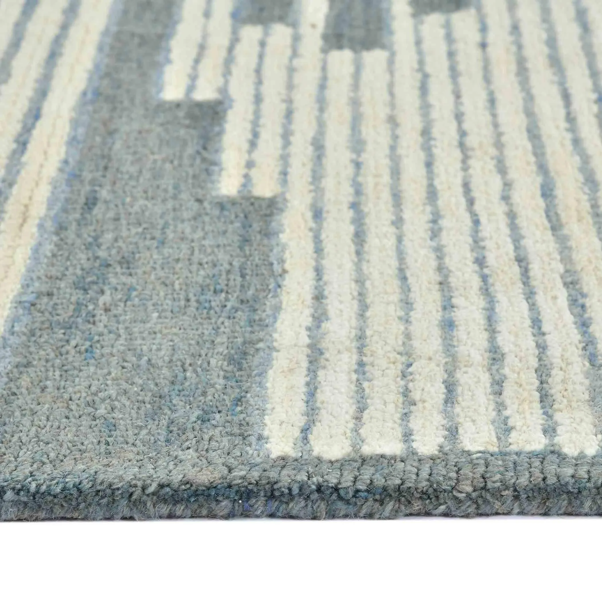 Blue Wool Chicago 5x8 Feet Hand-Tufted Carpet Rug