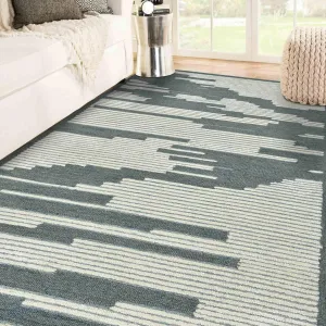 Blue Wool Chicago 5x8 Feet Hand-Tufted Carpet Rug