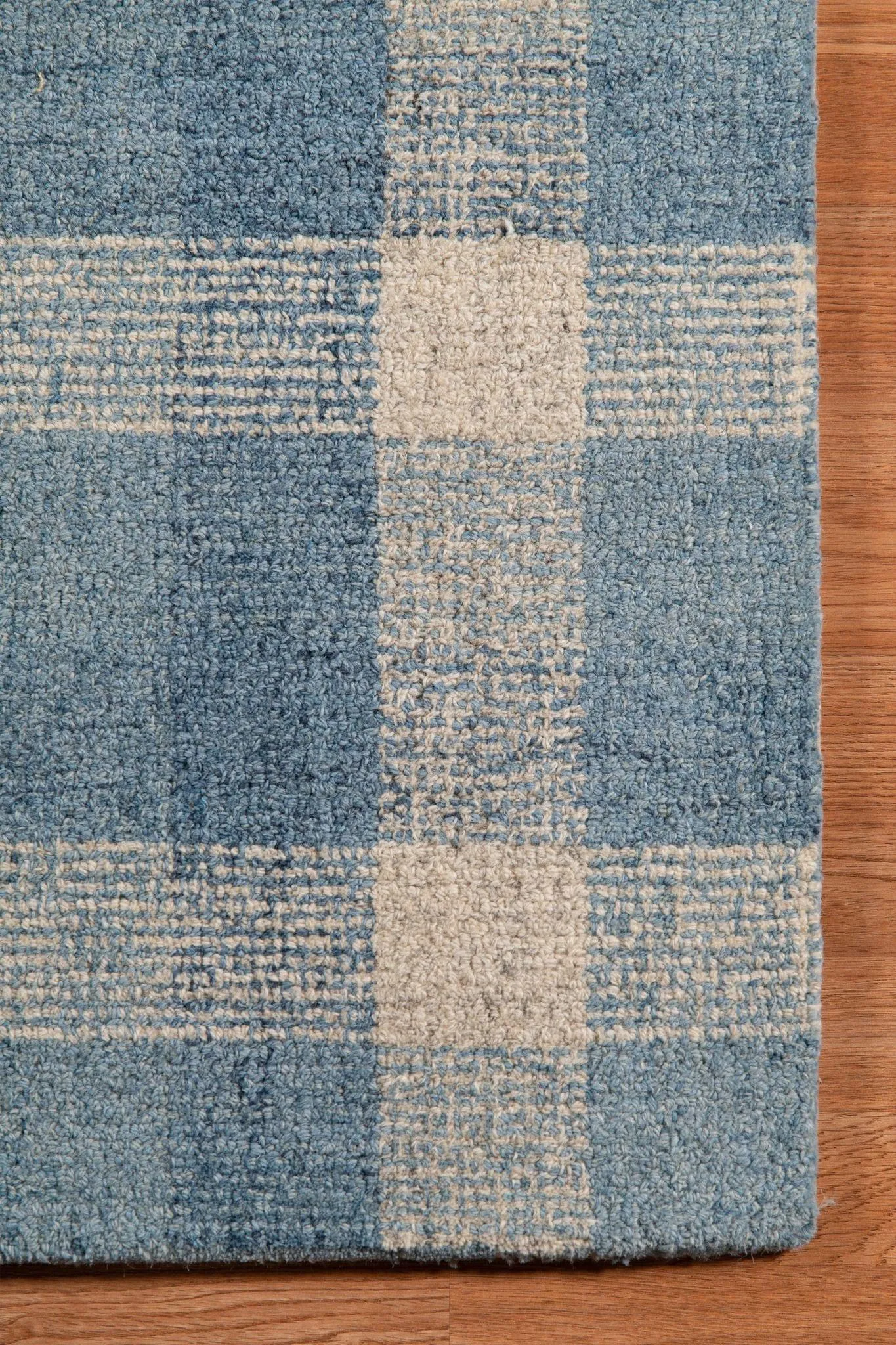 Blue Wool Tartan 8X10 Feet Hand-Tufted Carpet - Rug