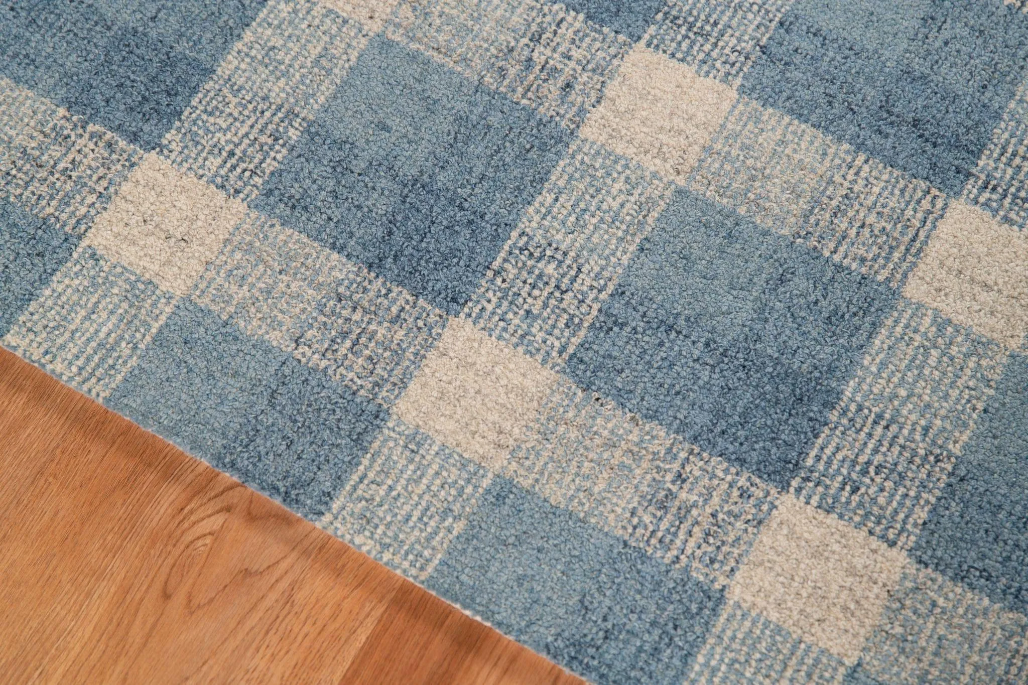 Blue Wool Tartan 8X10 Feet Hand-Tufted Carpet - Rug