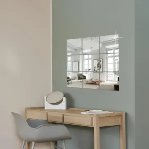 Bnezz -9 Big Square Silver Mirror for Wall Stickers Large Size (15x15) Cm Acrylic Mirror Wall Decor Sticker for Bathroom Mirror |Bedroom | Living Room Decoration Items (L-9VeryBigSquareSilver)