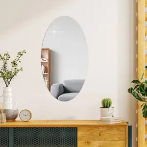 Bnezz - Self Adhesive Plastic Oval Mirror for Wall Stickers (30x20) Cm Frameless Flexible Mirror for Bathroom | Bedroom | Living Room (J-OvalMirror) Mirror Wall Decor