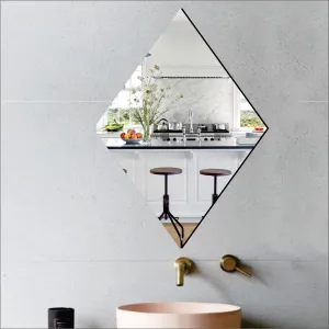 Bnezz - Self Adhesive Wall Mirror Stickers Big Size (30x20) Cm Frameless Mirror for Wall Stickers | Mirror for Bathroom | Bedroom | Wash Basin Flexible Mirror Sheets for Wall (B-DiamondMirror)