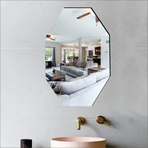 Bnezz - Self Adhesive Wall Mirror Stickers Big Size (30x20) Cm Frameless Mirror for Wall Stickers | Mirror for Bathroom | Bedroom | Wash Basin Flexible Mirror Sheets for Wall (B-OctagonMirror)