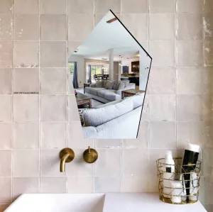 Bnezz - Self Adhesive Wall Mirror Stickers Big Size (30x20) Cm Frameless Mirror for Wall Stickers | Mirror for Bathroom | Bedroom | Wash Basin Flexible Mirror Sheets for Wall (B-PentagonMirror)