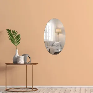 Bnezz - Self Adhesive Wall Mirror Stickers Big Size (30x20) Cm Frameless Mirror for Wall Stickers | Mirror for Bathroom | Bedroom | Wash Basin Flexible Mirror Sheets for Wall (M-OvalMirror)