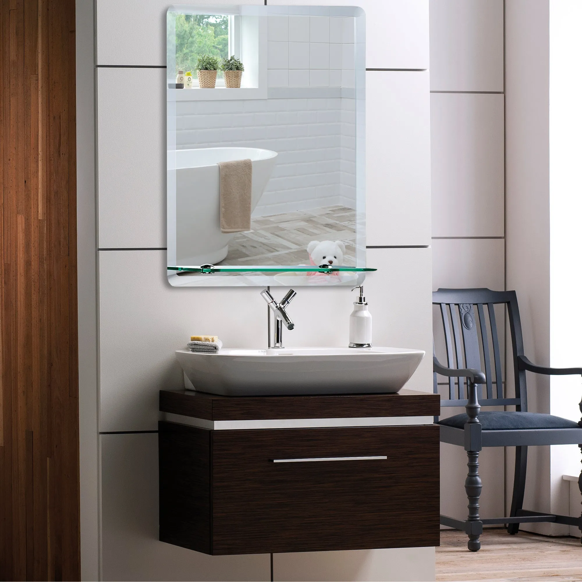 Bonita Rectangular Bathroom Wall Mirror with Shelf 3 Sizes: Sizes 50Hx40Wcm and 60Hx45Wcm and 70Hx50Wcm