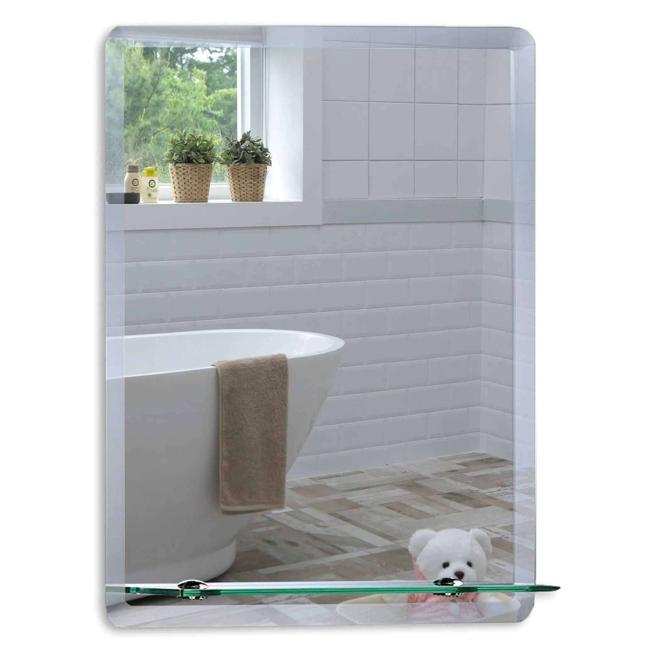 Bonita Rectangular Bathroom Wall Mirror with Shelf 3 Sizes: Sizes 50Hx40Wcm and 60Hx45Wcm and 70Hx50Wcm