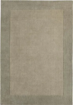 Bordered Taupe Wool Rug