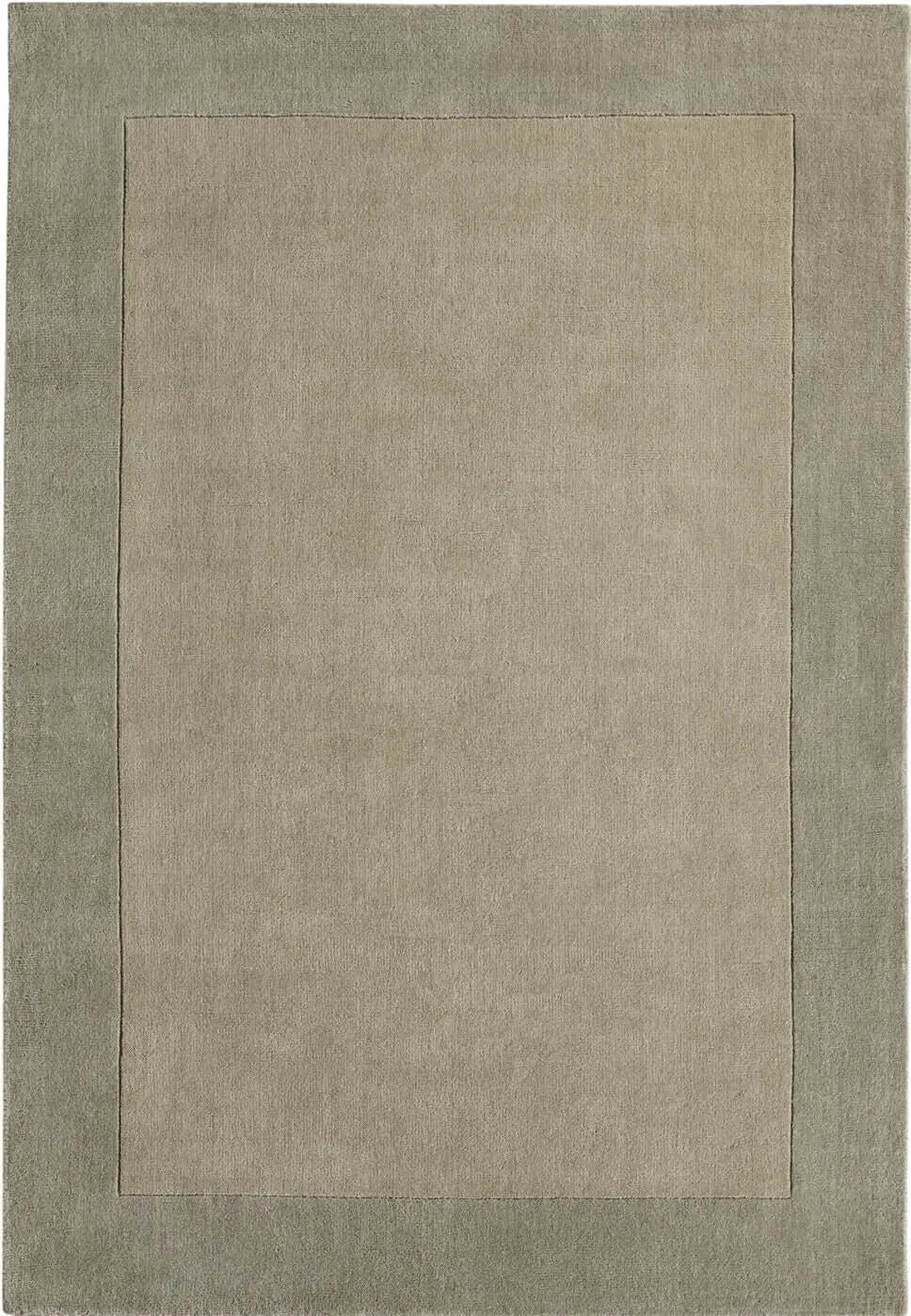 Bordered Taupe Wool Rug