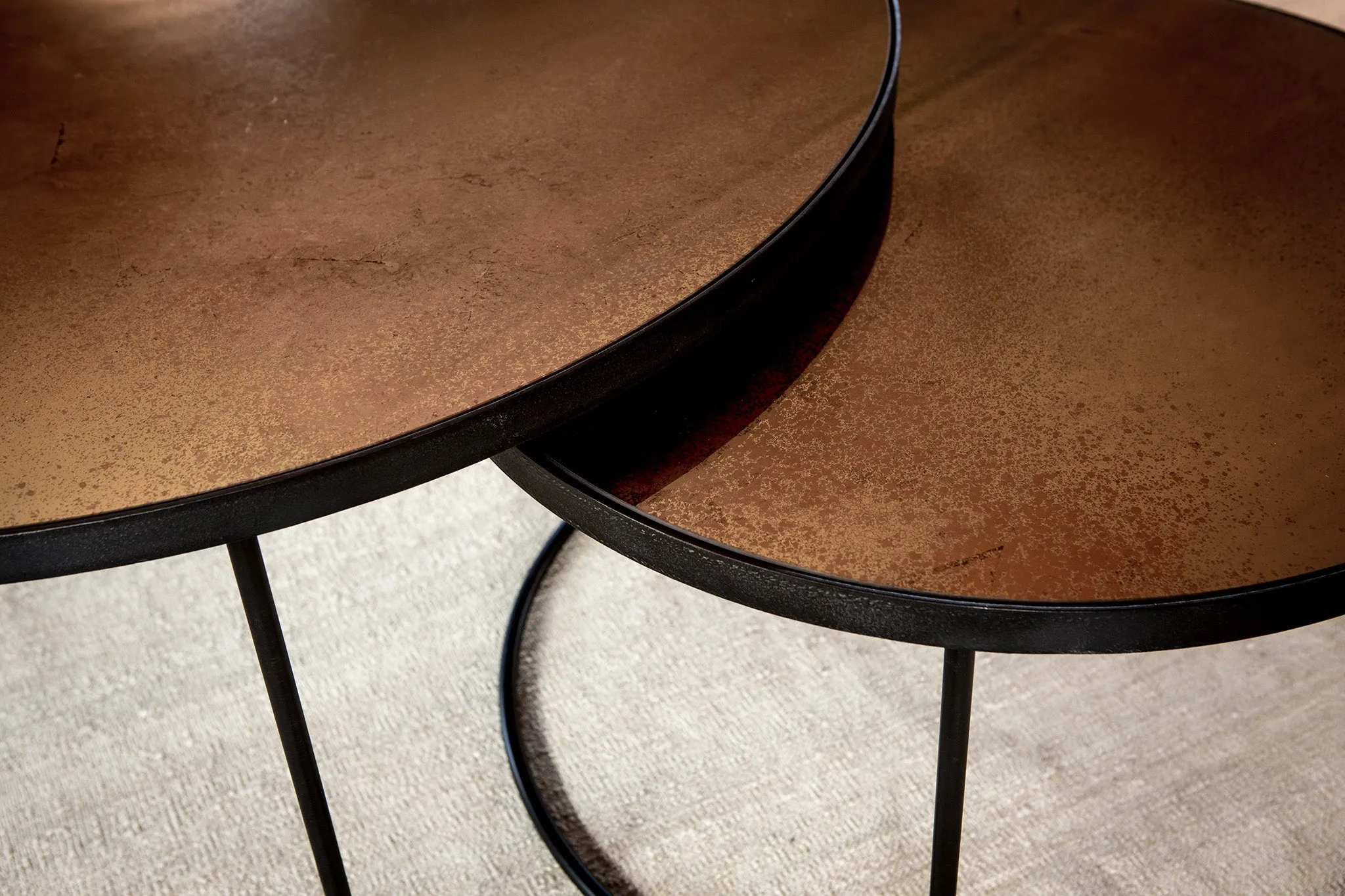 Bronze Copper Nesting Coffee Table - Set of 2