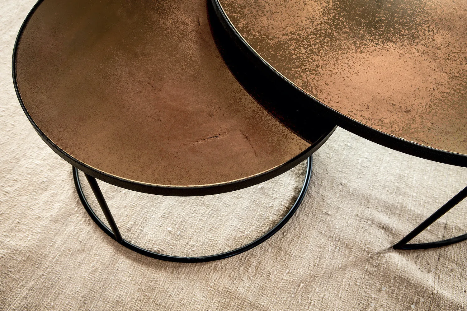Bronze Copper Nesting Coffee Table - Set of 2
