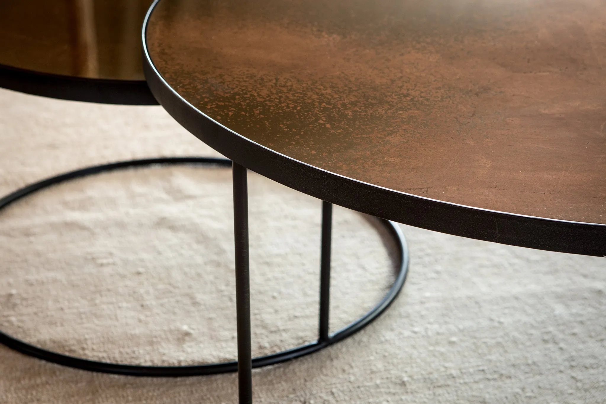 Bronze Copper Nesting Coffee Table - Set of 2
