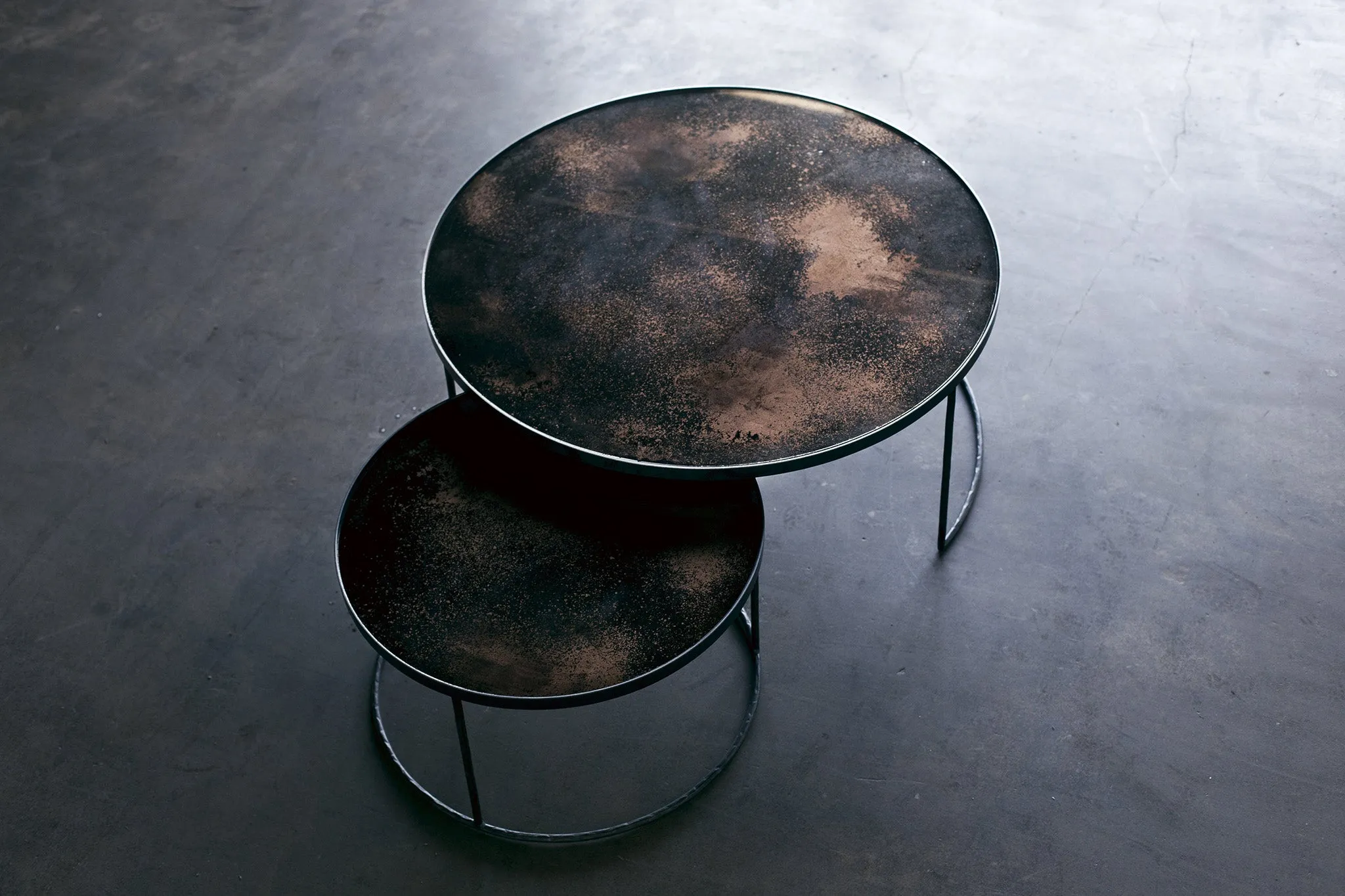 Bronze Copper Nesting Coffee Table - Set of 2