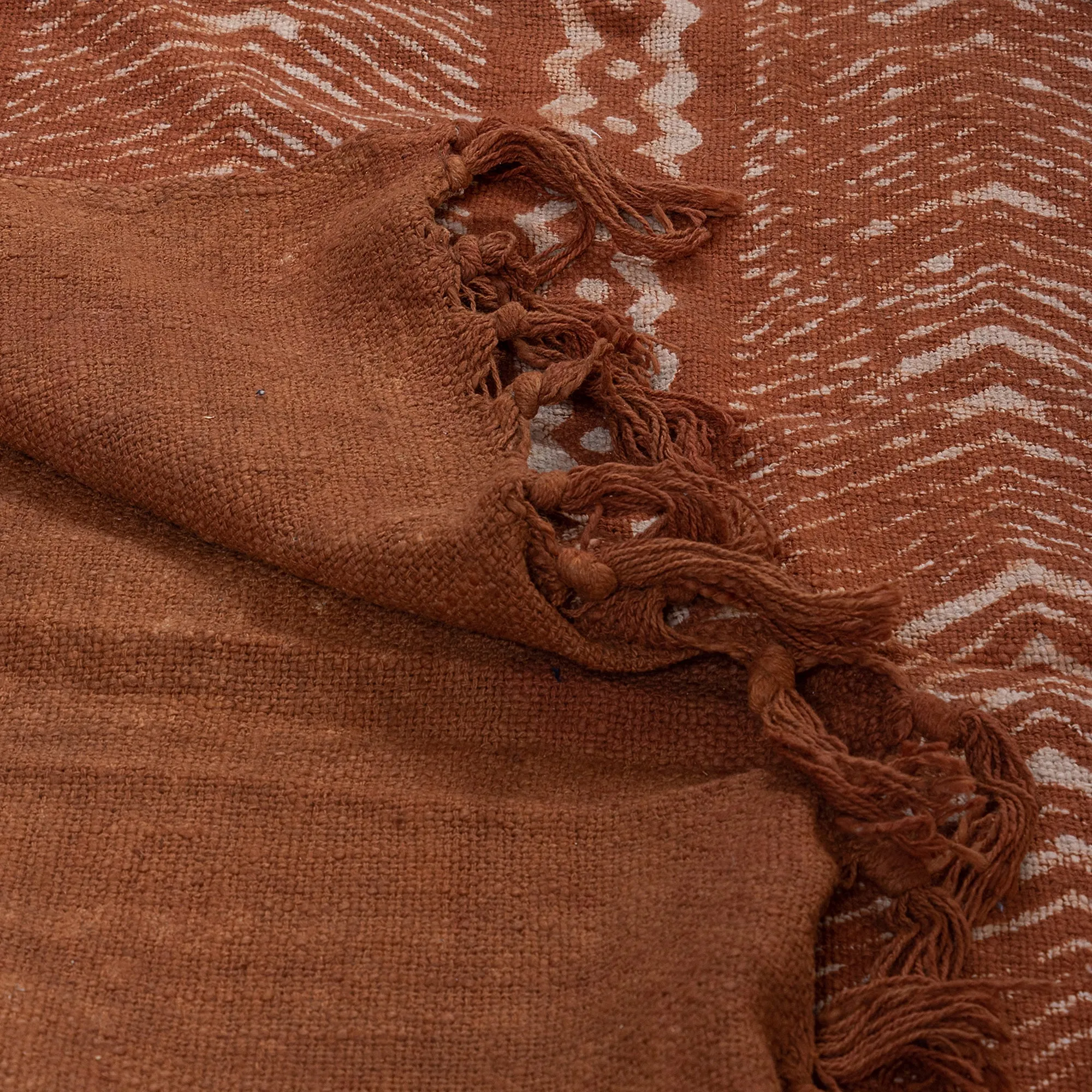 Brown Abstract Block Print Throw Blankets for Couch Decor
