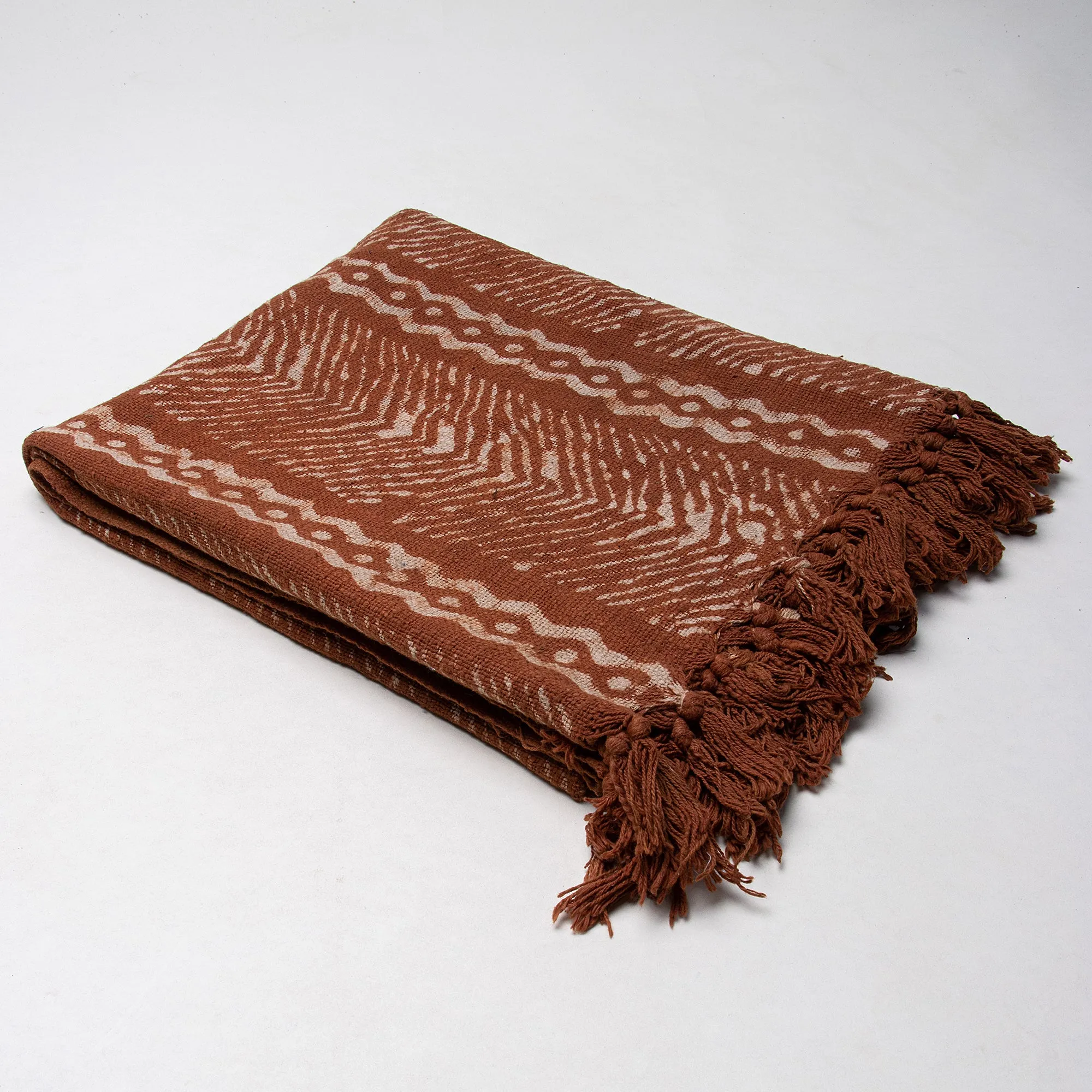 Brown Abstract Block Print Throw Blankets for Couch Decor