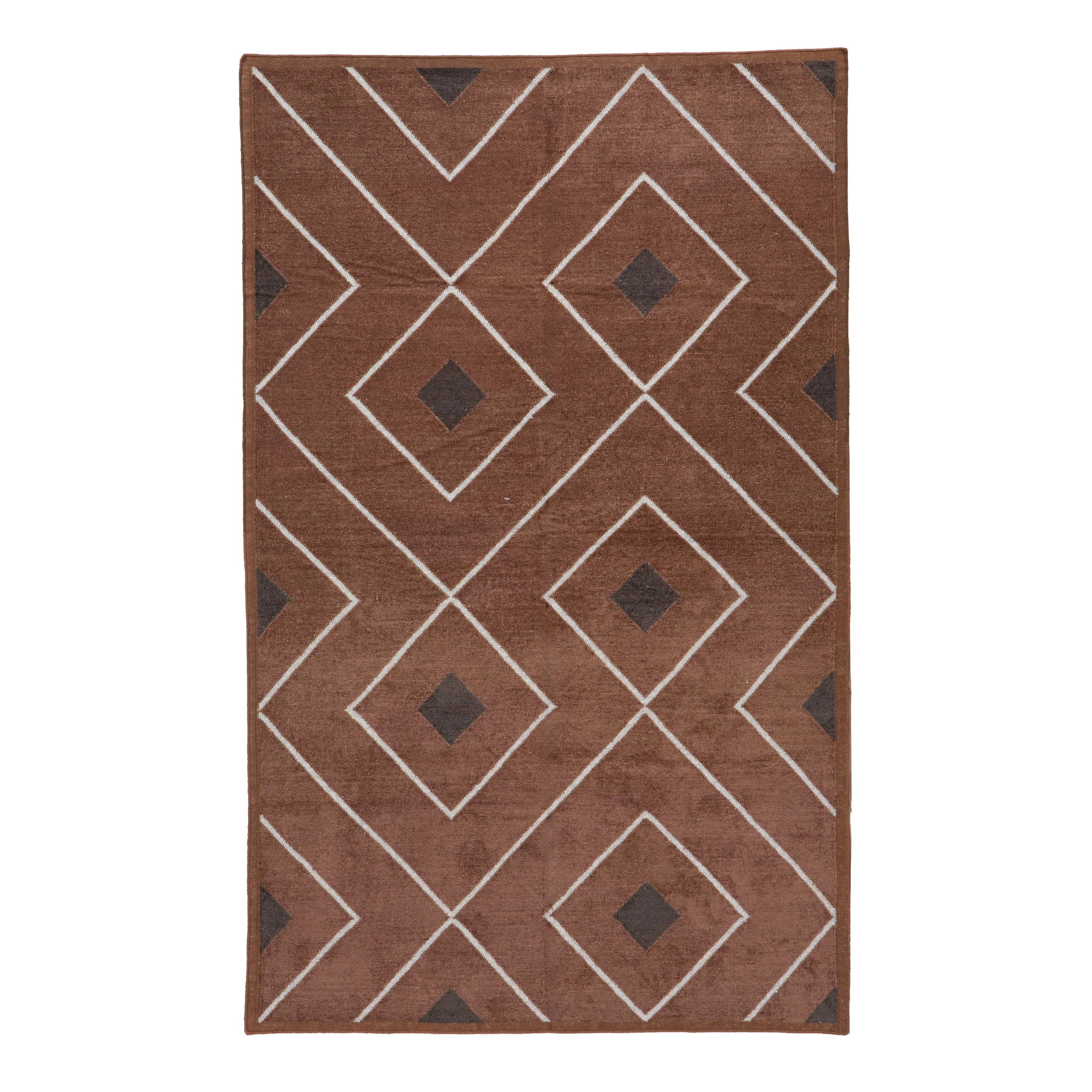Brown & White Geometric Rug - 3'6" x 5'6"