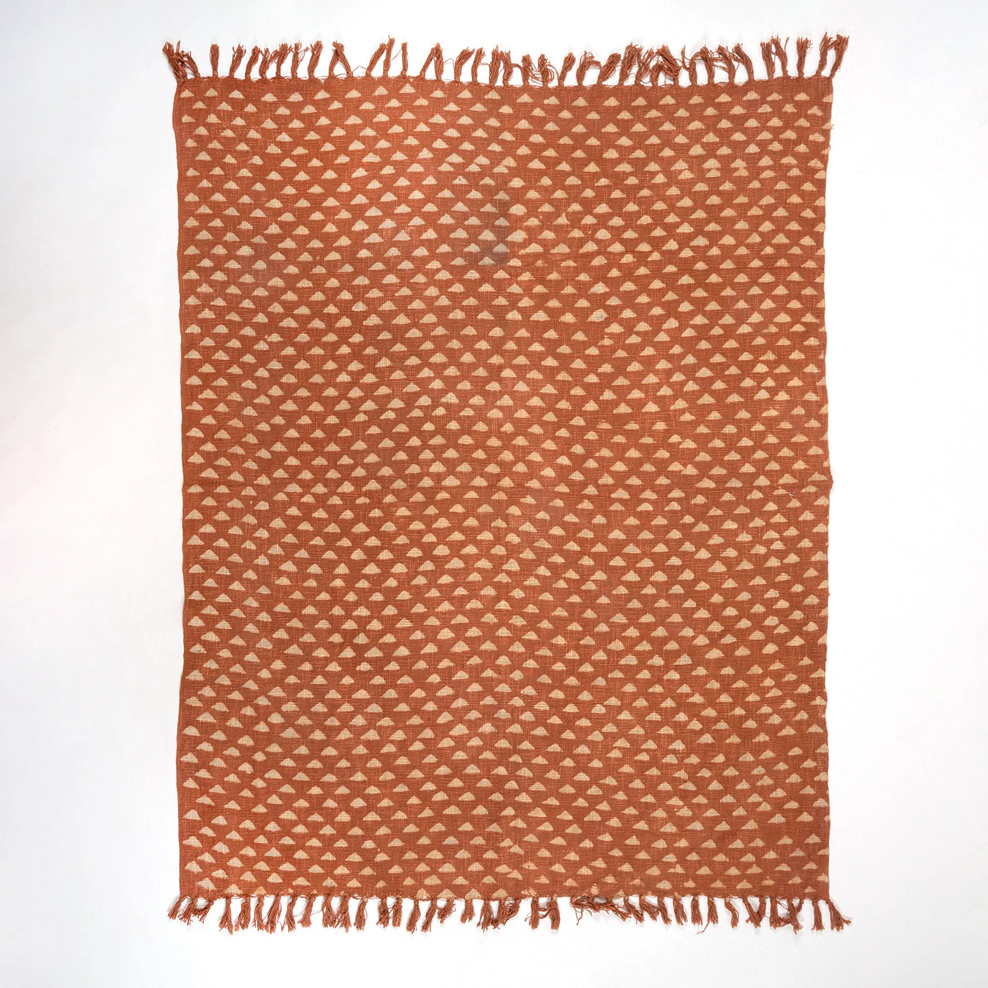 Brown Hand Block Geometrical Print Soft Sofa Blanket